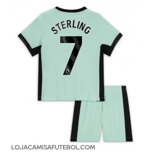 Camisa de Futebol Chelsea Raheem Sterling #7 Equipamento Alternativo Infantil 2023-24 Manga Curta (+ Calças curtas)